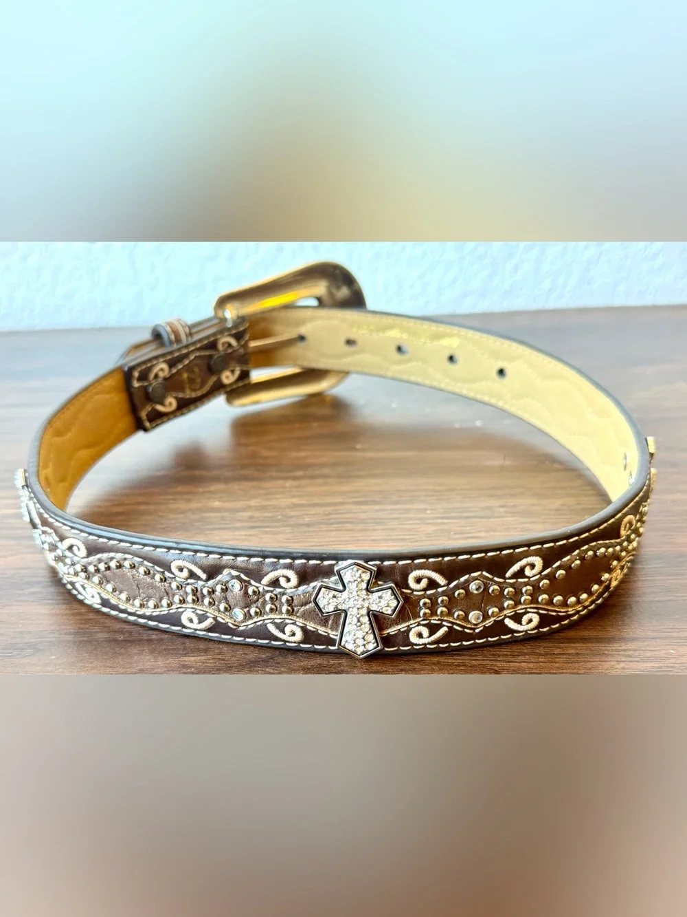 Ariat Brown Leather Kids Western Belt with Ornate Silver Buckle 22